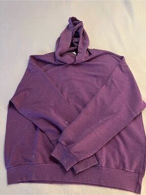 Rhinestone Glitter Unisex Spring Oversized Hoodie Purple